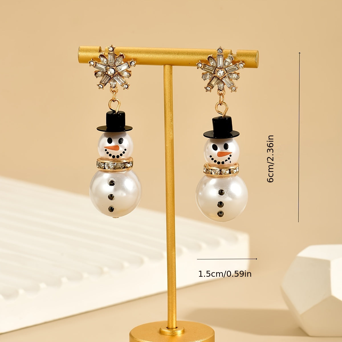 Pearl Snowman Drop Earrings