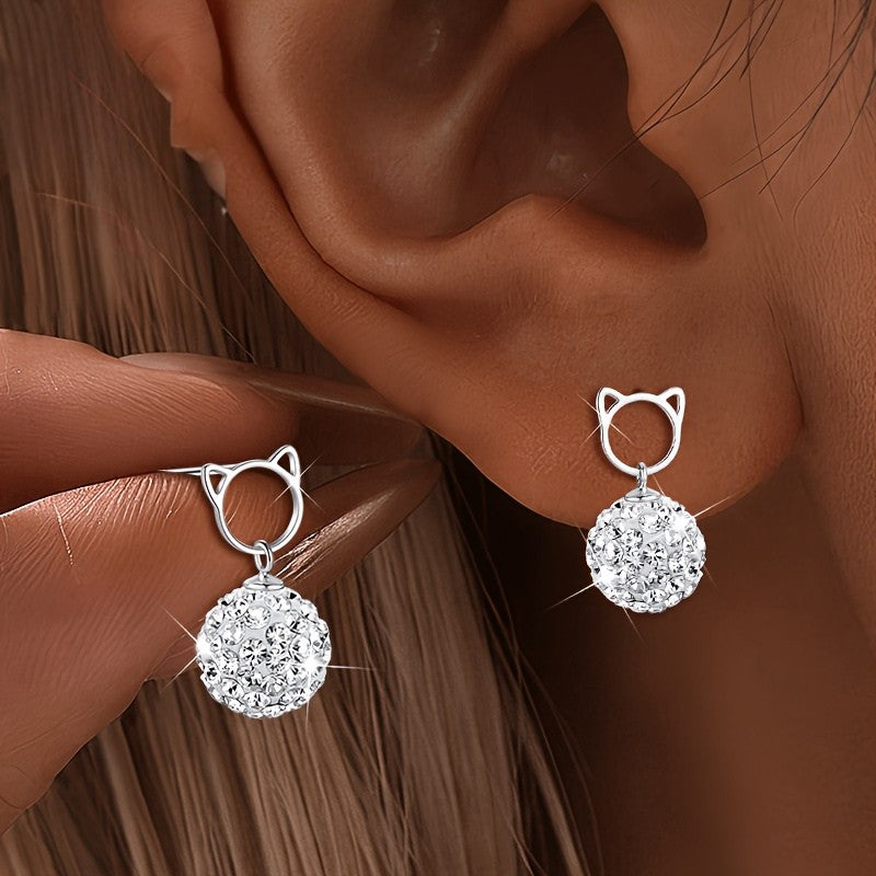 Crystal Cat Drop Earrings
