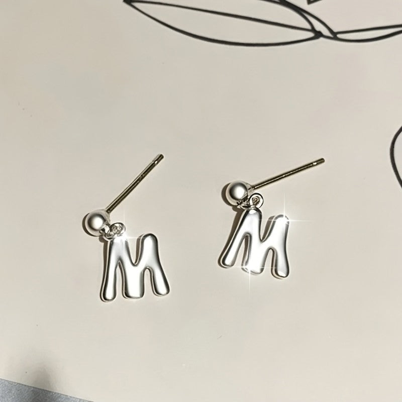 Initial M Dangle Earrings