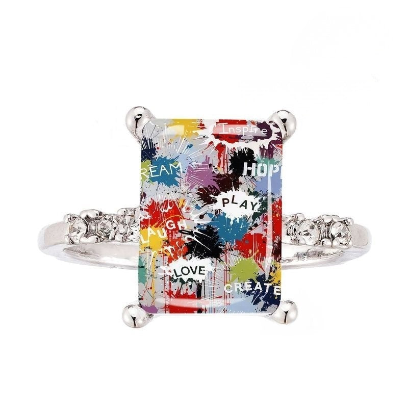 Colorful Ink Splash Statement Ring