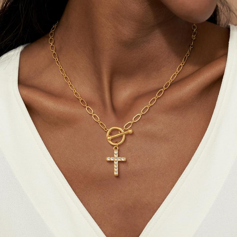 Diamond Toggle Cross Necklace
