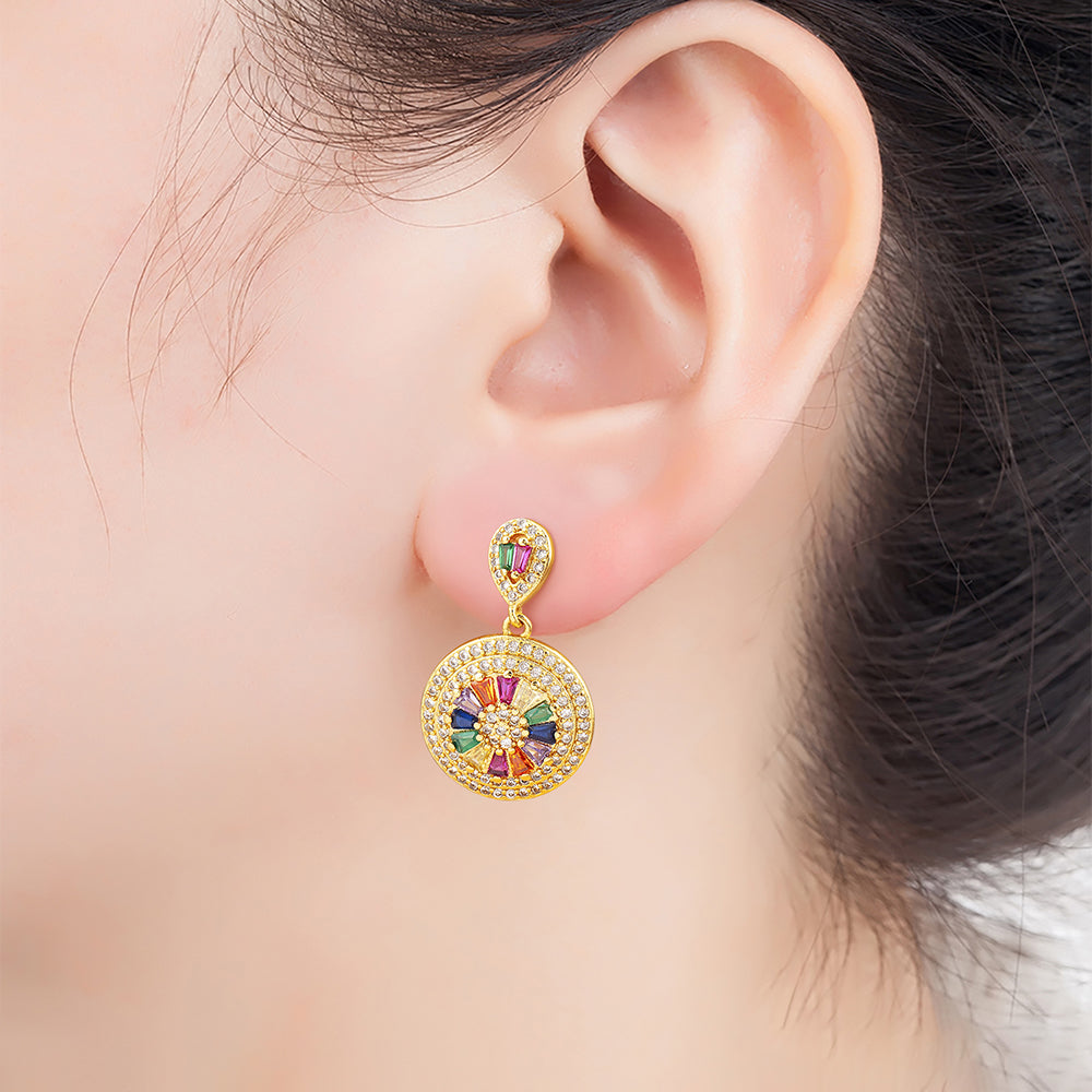 Gold Multicolor Gemstone Earrings
