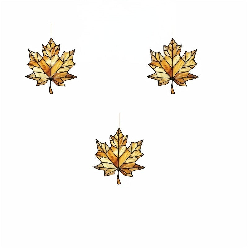 Blue Stained Glass Maple Leaf