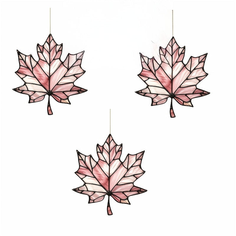 Blue Stained Glass Maple Leaf