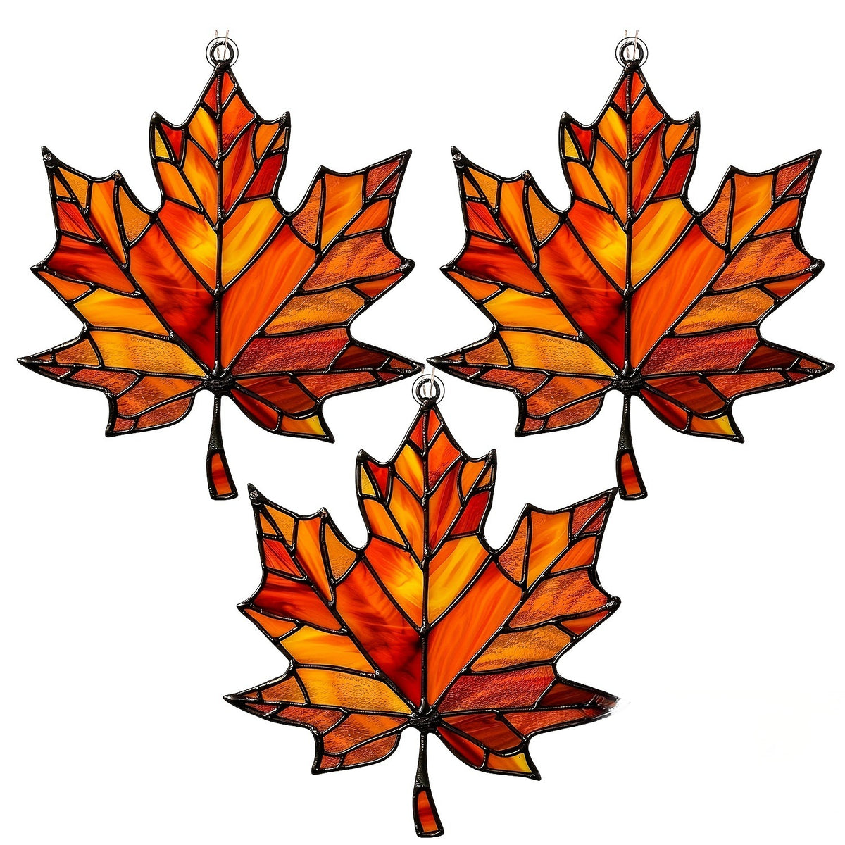 Blue Stained Glass Maple Leaf