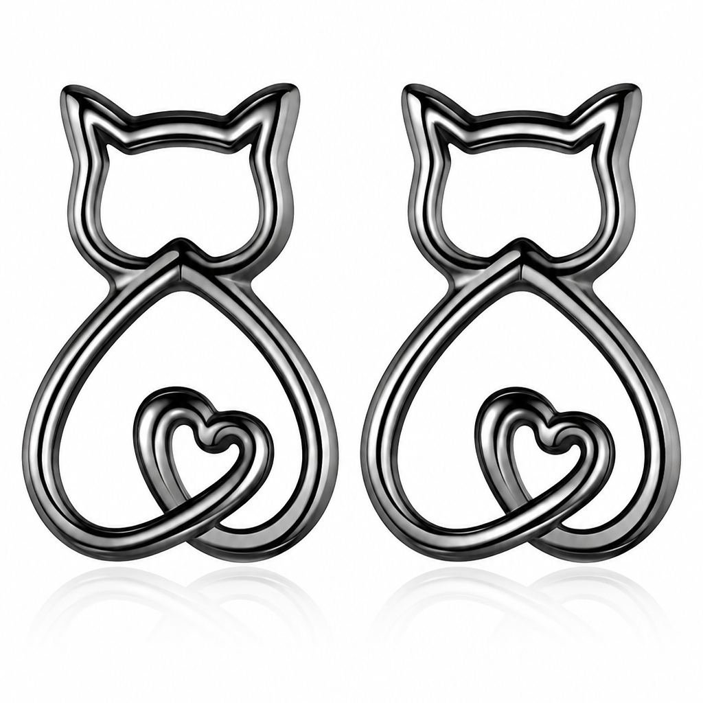 Heart Cat Stud Earrings