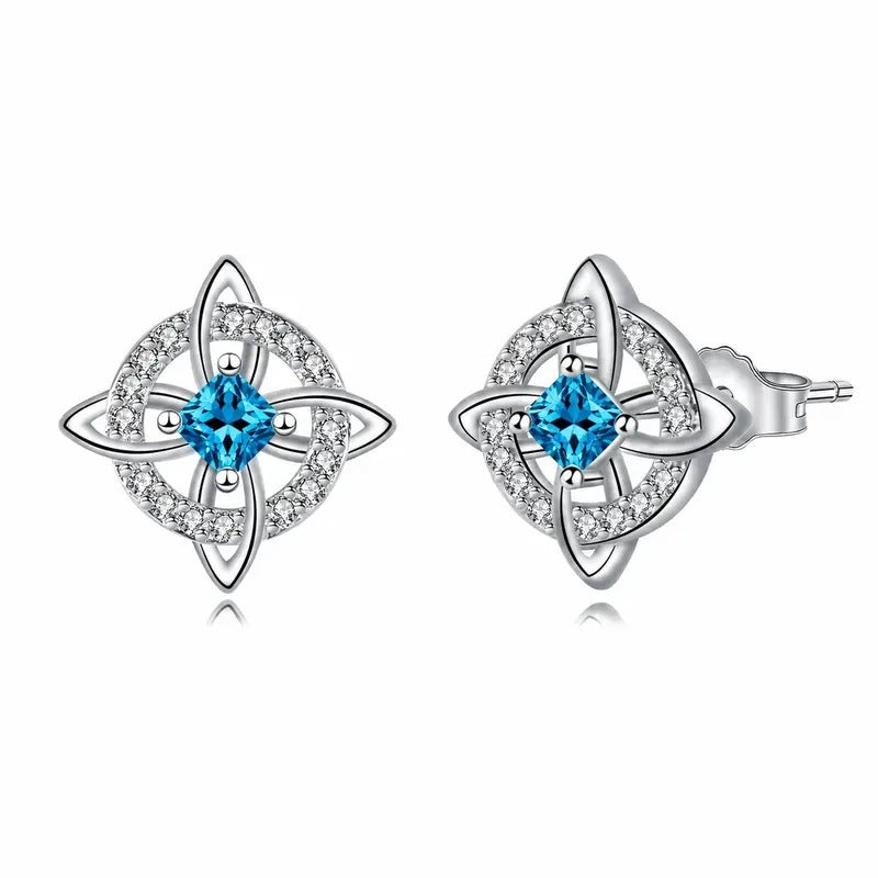 Crystal Four-Point Star Knot Stud Earrings