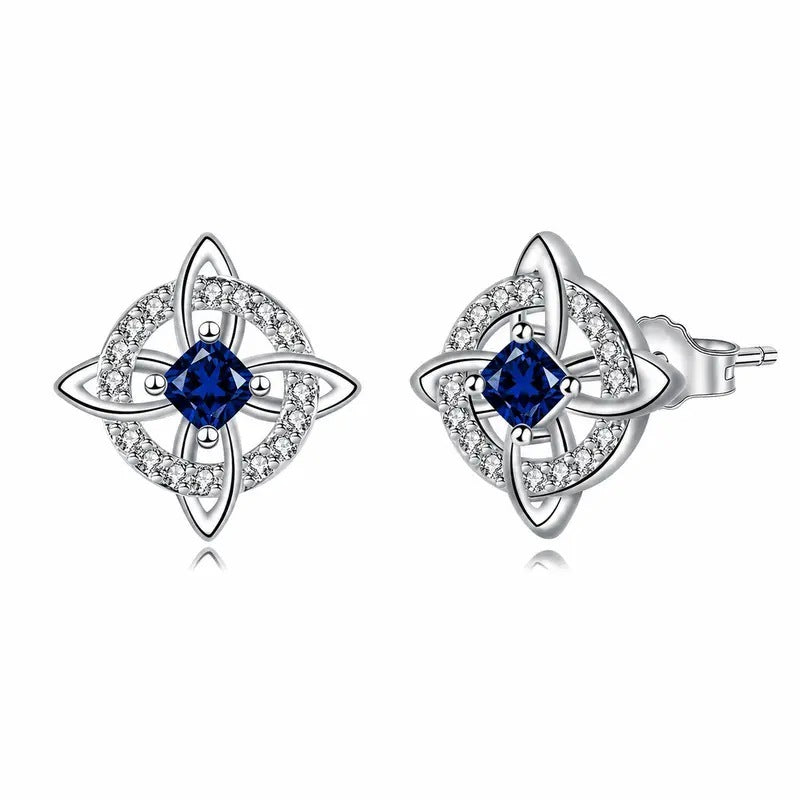 Crystal Four-Point Star Knot Stud Earrings