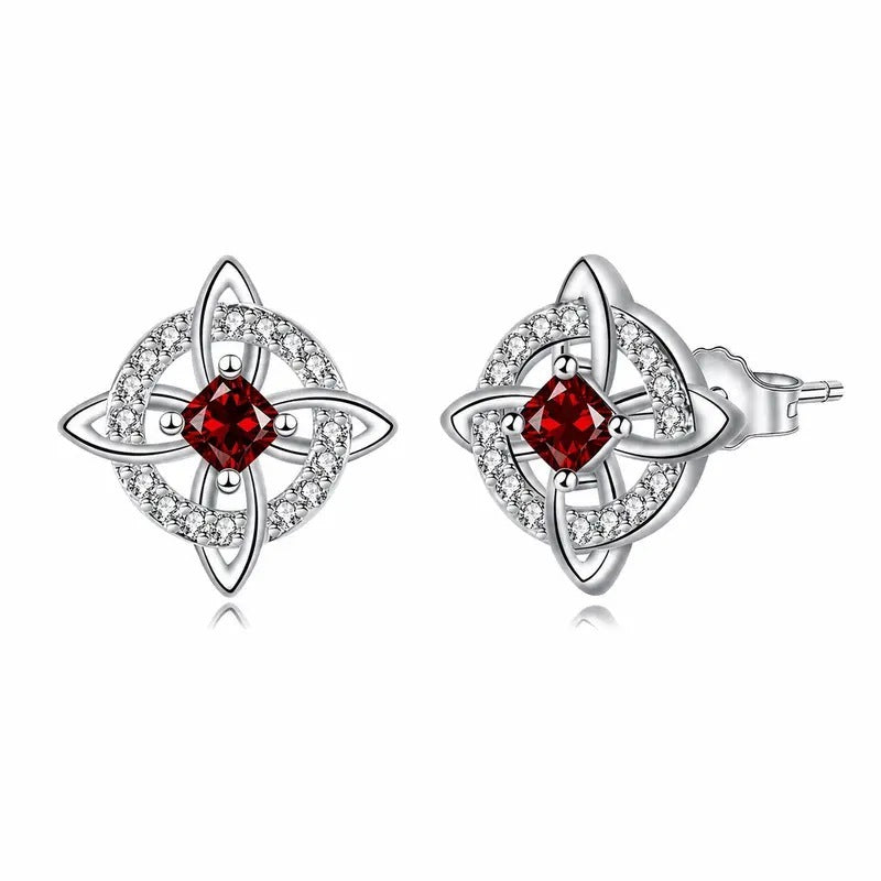 Crystal Four-Point Star Knot Stud Earrings