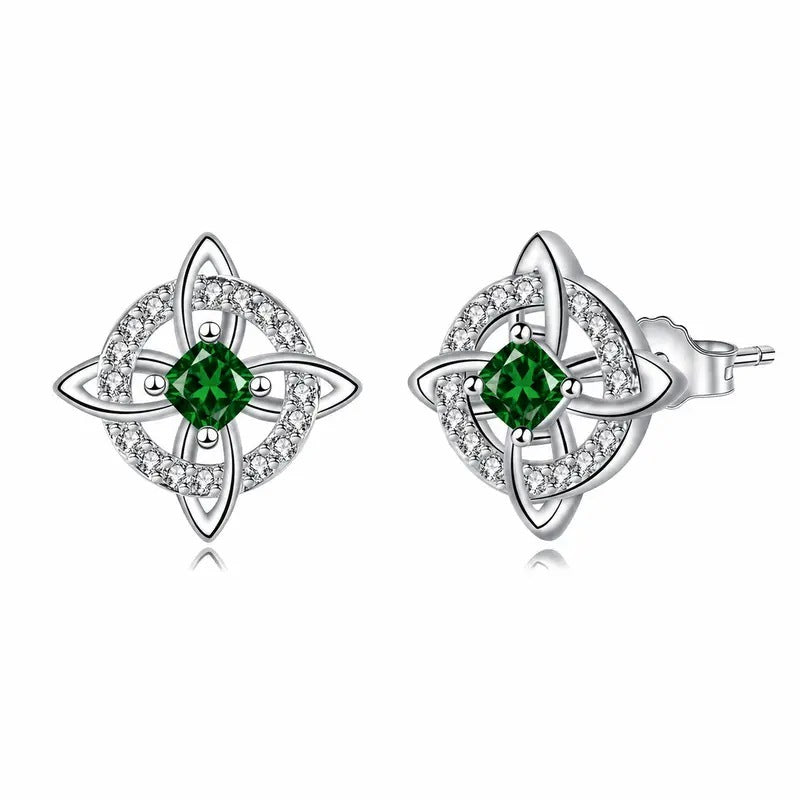 Crystal Four-Point Star Knot Stud Earrings