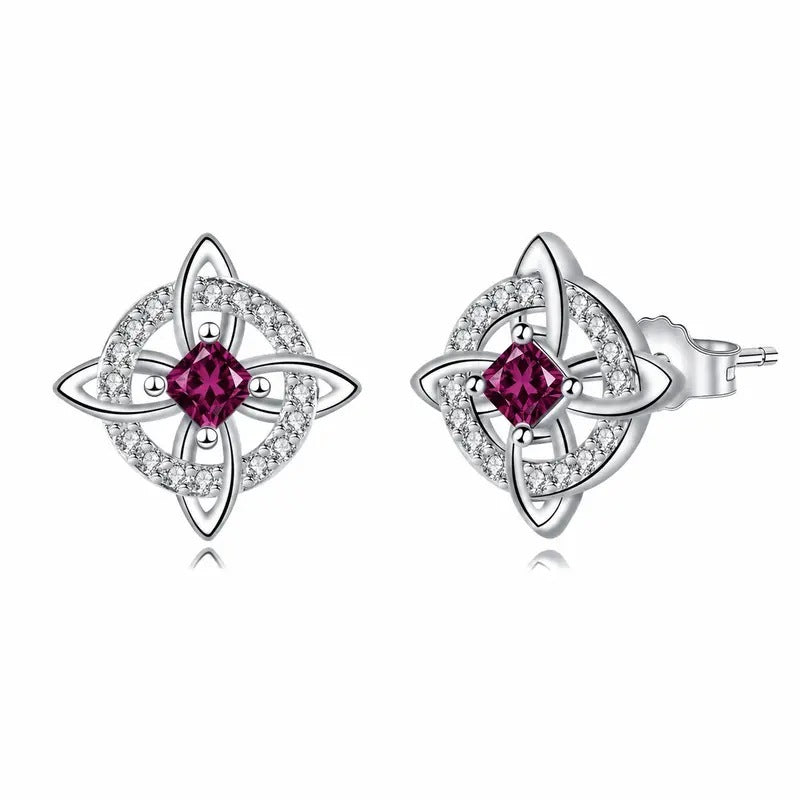 Crystal Four-Point Star Knot Stud Earrings