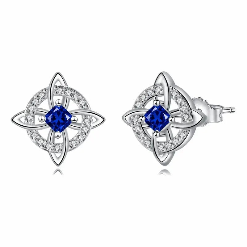 Crystal Four-Point Star Knot Stud Earrings
