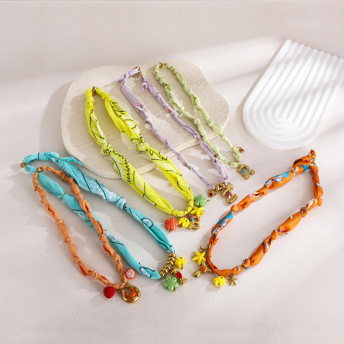 Initial Scarf Charm Necklace