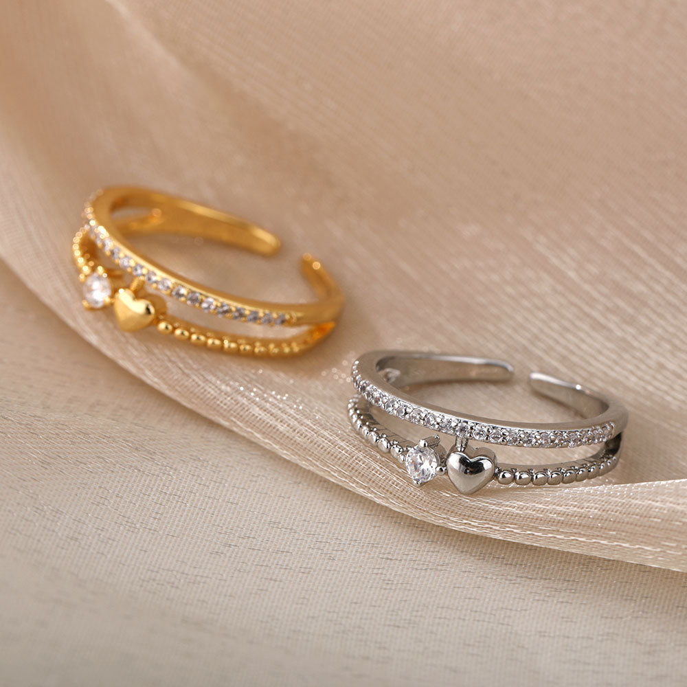 Heart & Solitaire Charm Ring