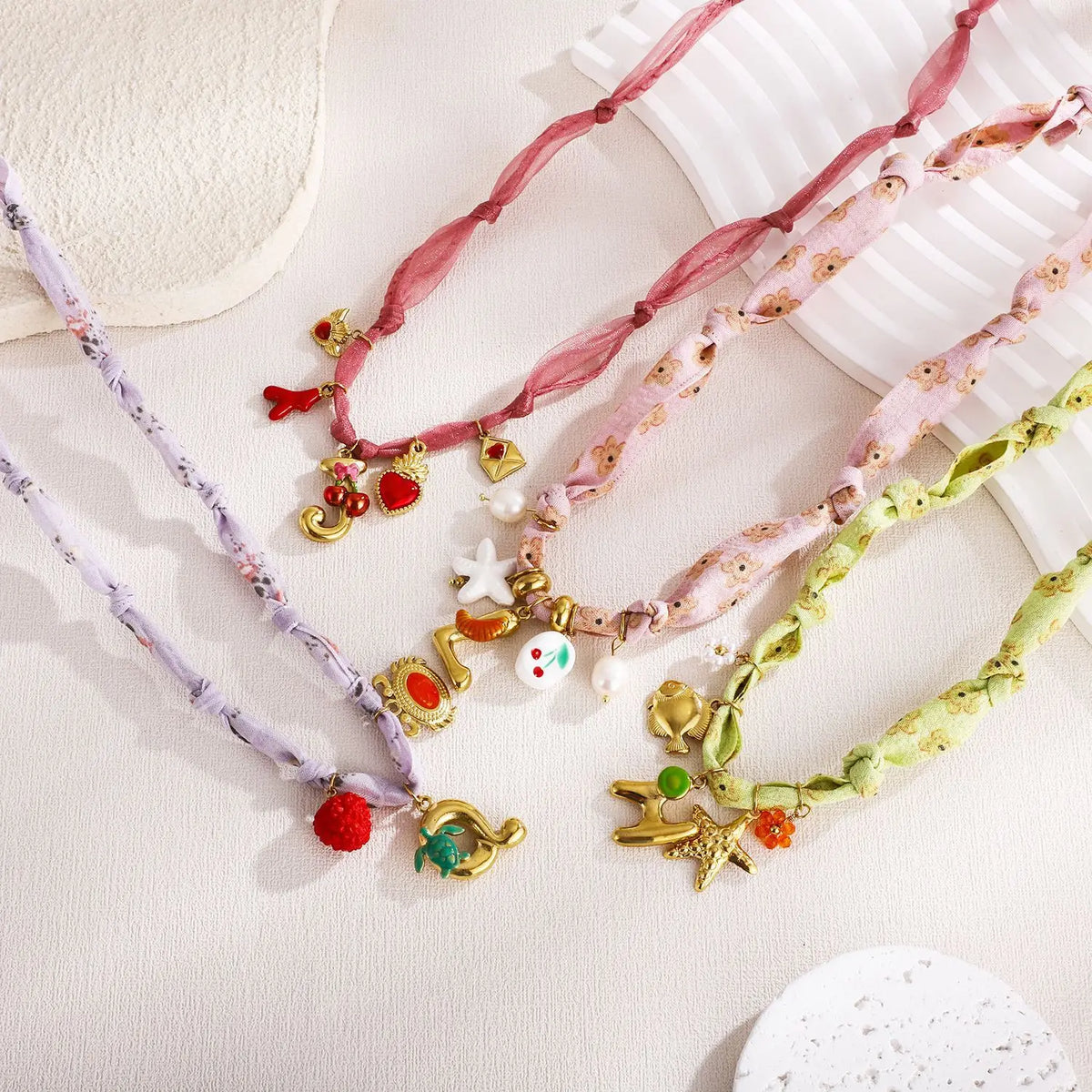 Initial Scarf Charm Necklace