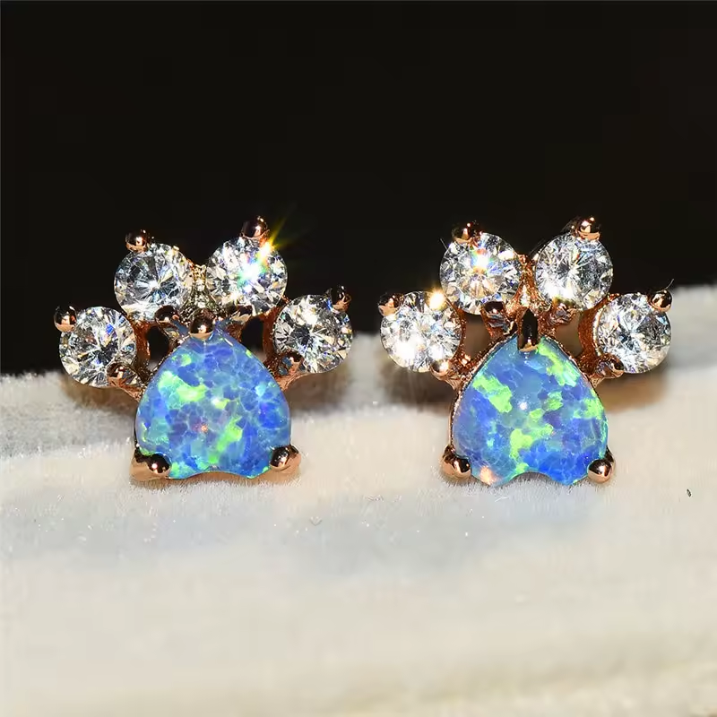 Crystal Cat Paw Earrings