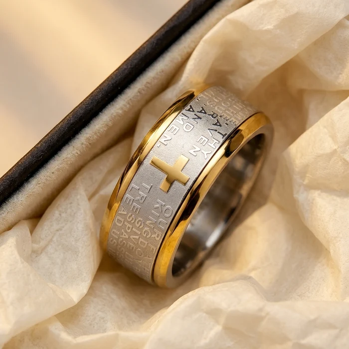 Cross Lord's Prayer Ring