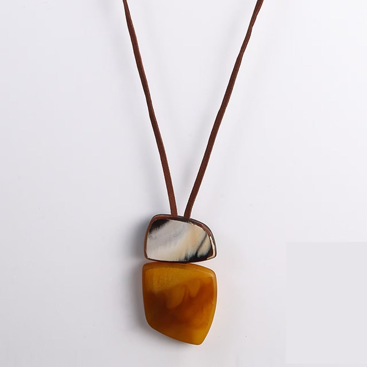Layered Geometric Resin Necklace