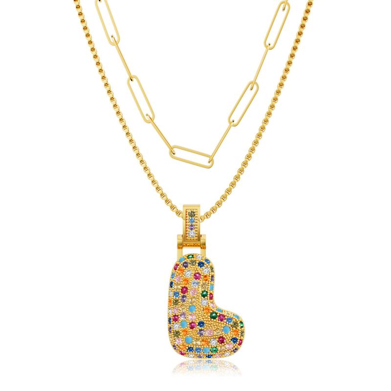 2pc Initial Bubble Necklace Set