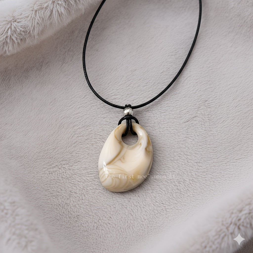 Marbled Hollow Teardrop Necklace