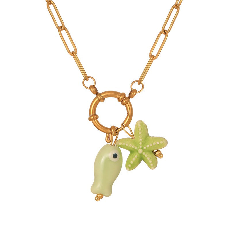Ocean Charm Snake Chain Necklace
