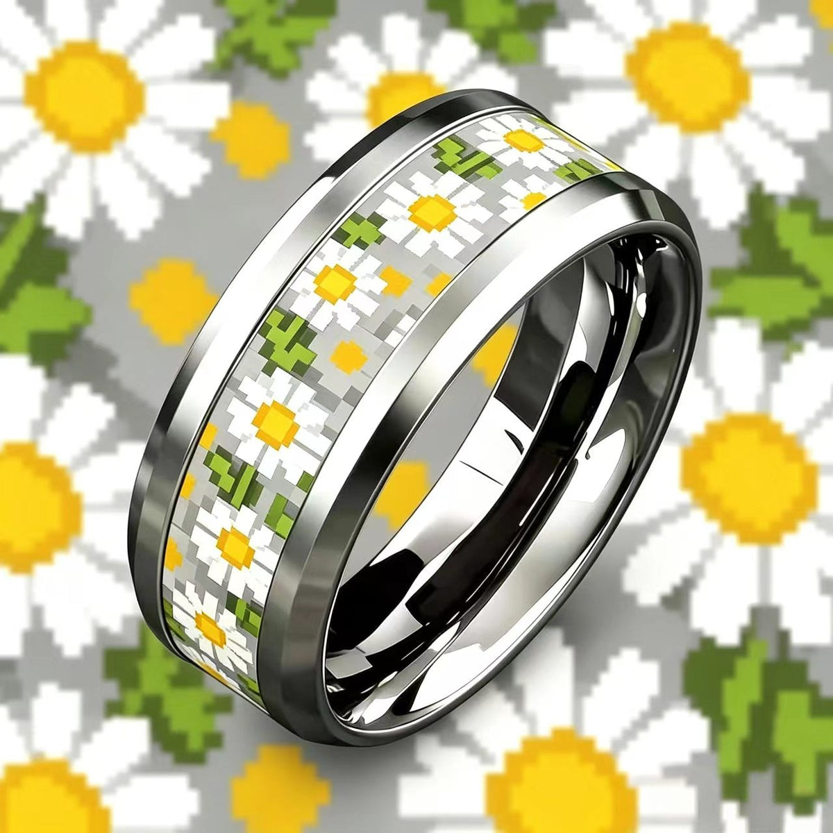 Pixel Daisy Band Ring