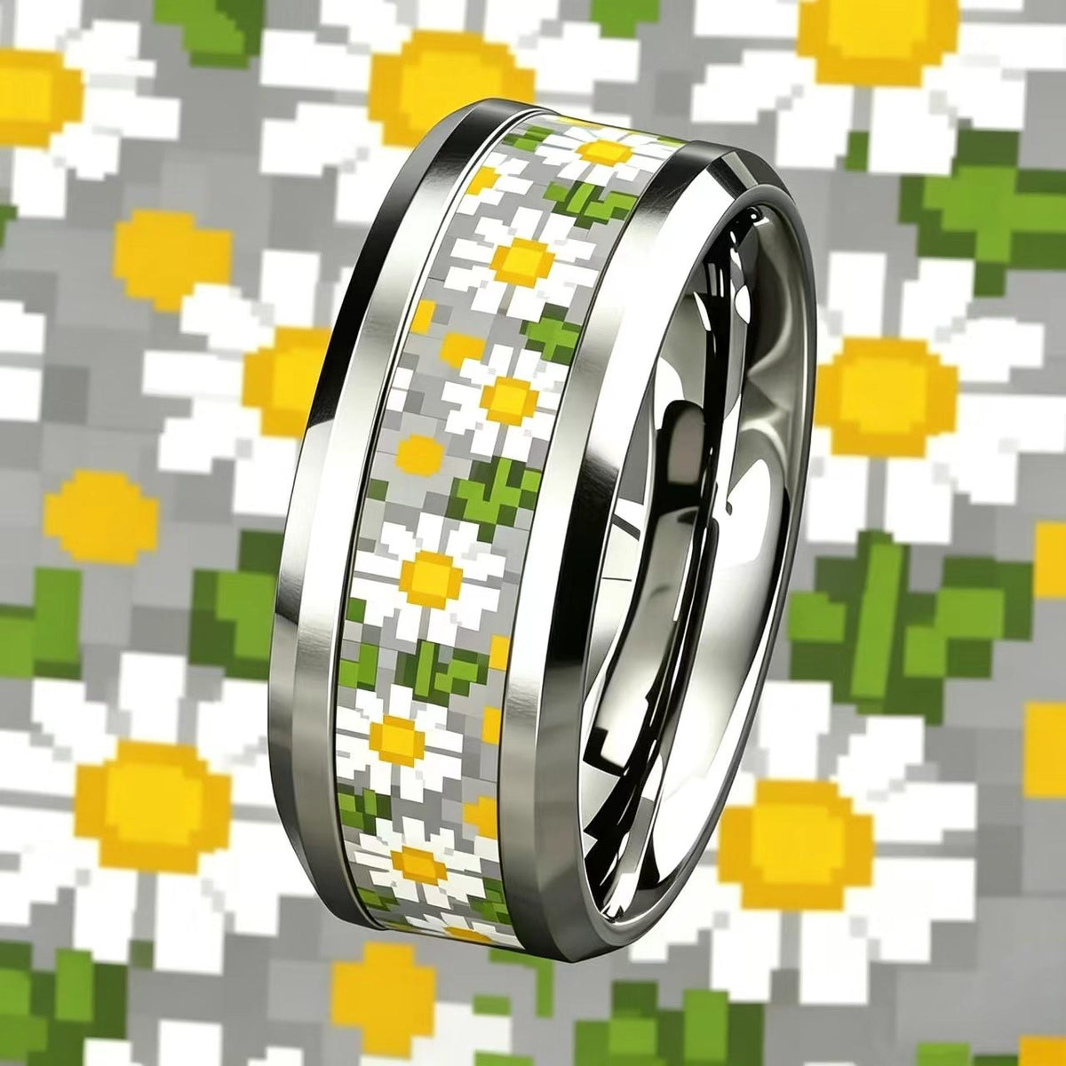 Pixel Daisy Band Ring