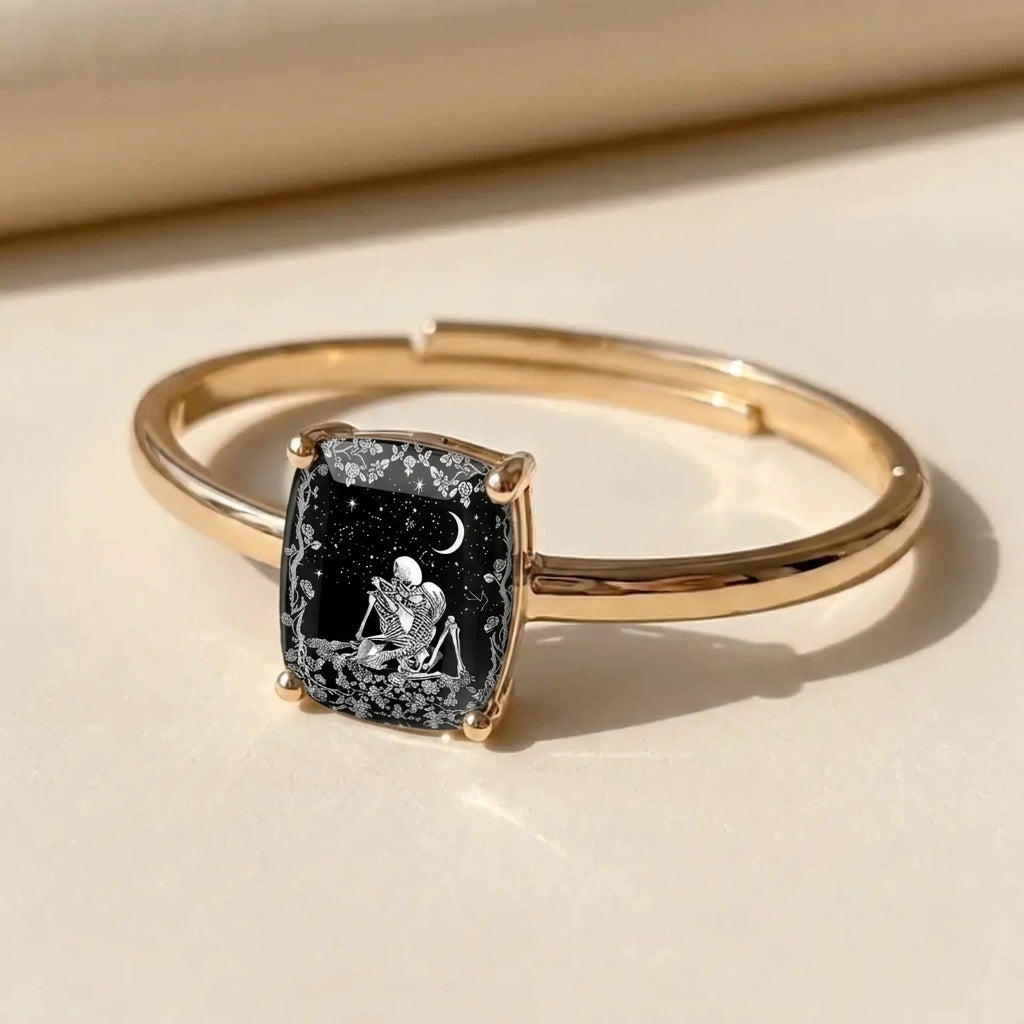 Starry Night Couple Skeleton Square Bracelet