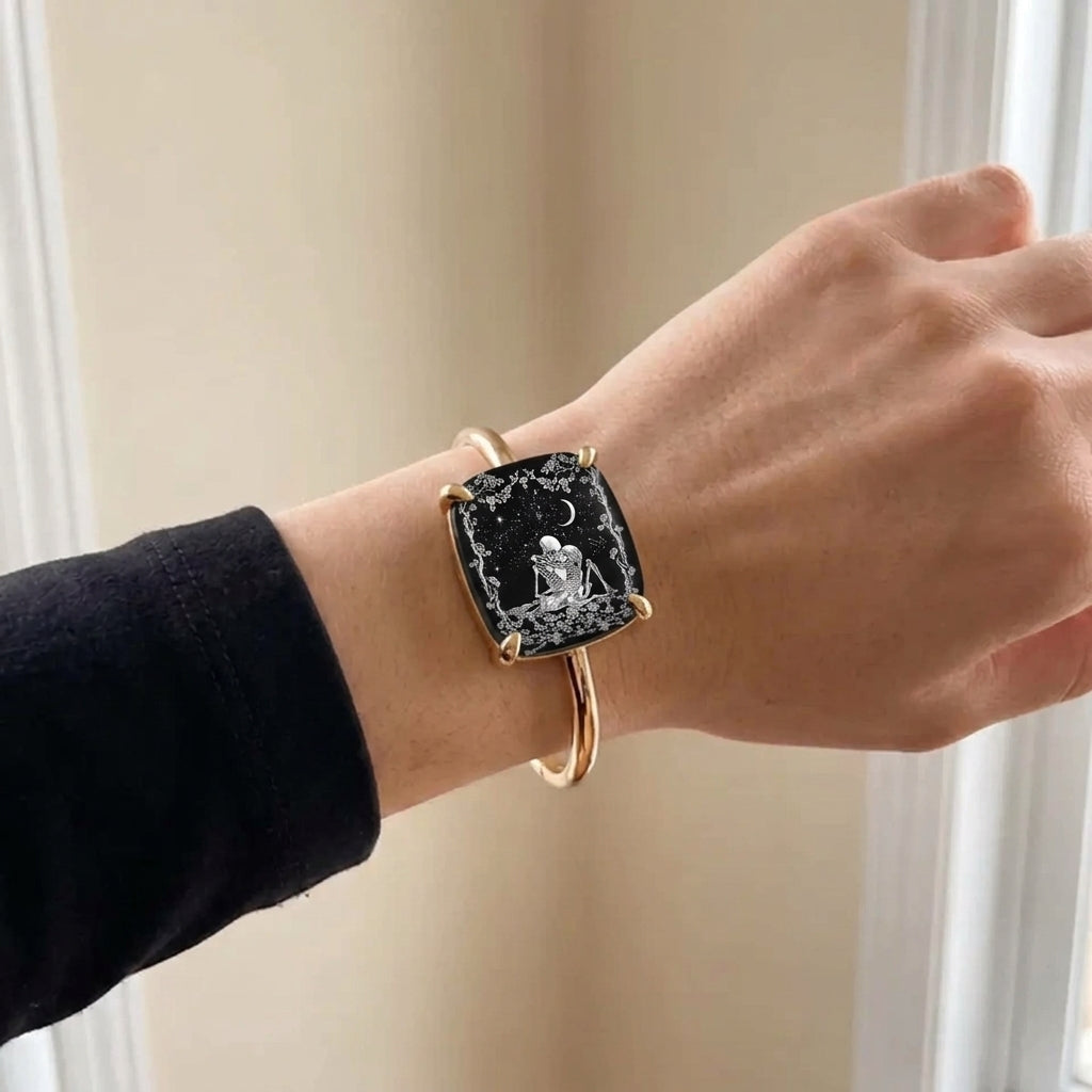 Starry Night Couple Skeleton Square Bracelet