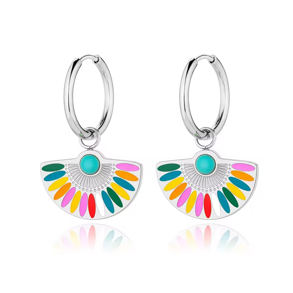 Dainty Rainbow Scalloped Earrings