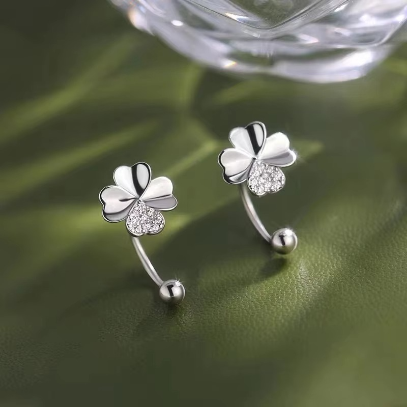 Crystal Clover Drop Earrings