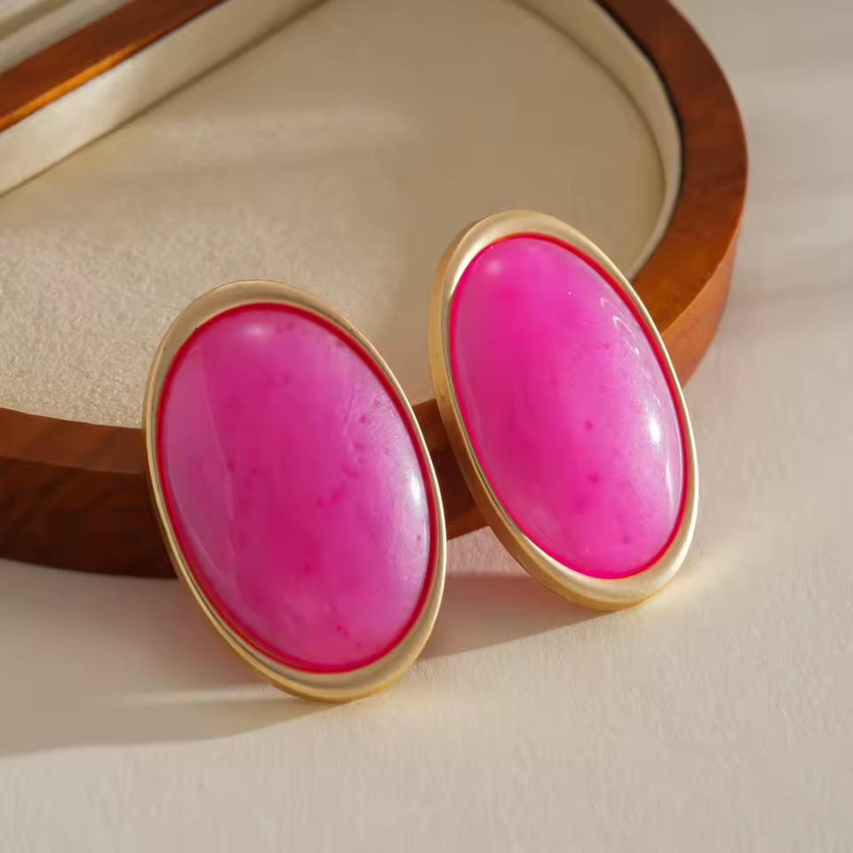 Vintage Oval Stud Earrings