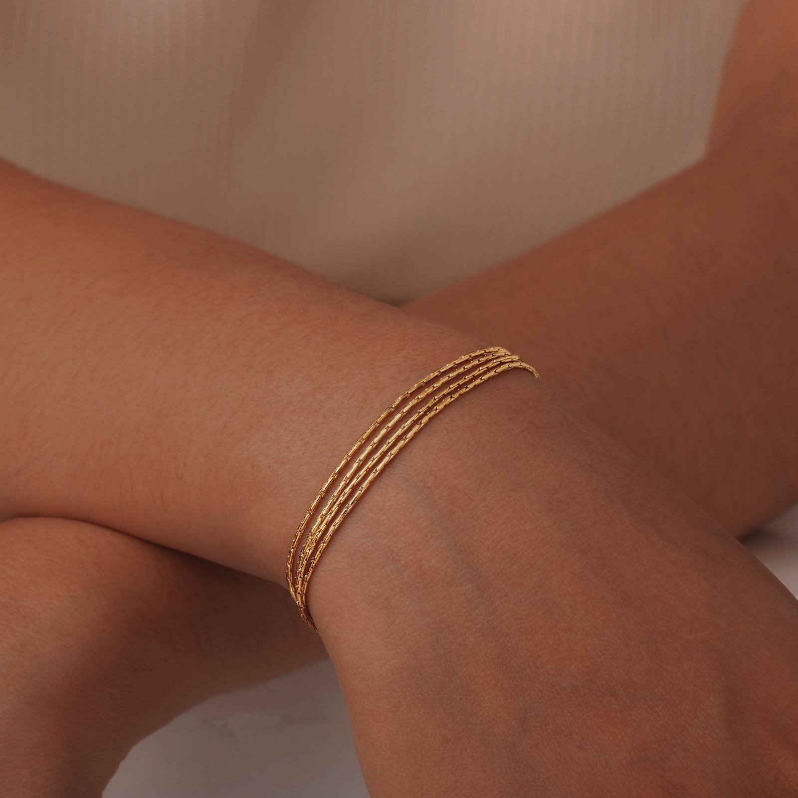 3pc Dainty Gold Chain Bracelet Set
