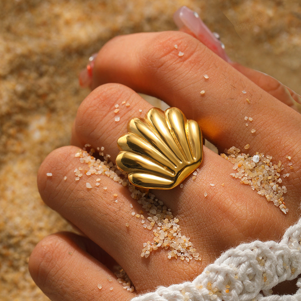 Bold Rectangle Shell Rings Bold Shell Statement Ring