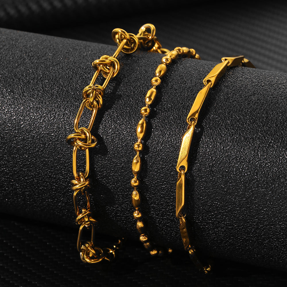 3pc Textured Chain Bracelet Set