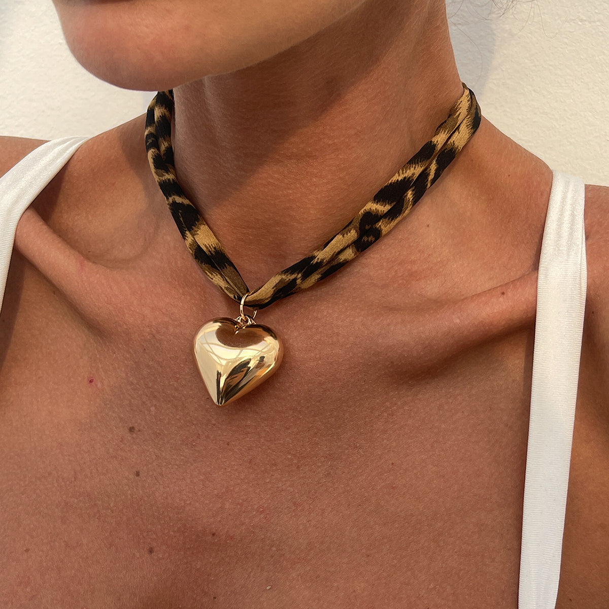 Leopard Velvet Floral Pendant Choker