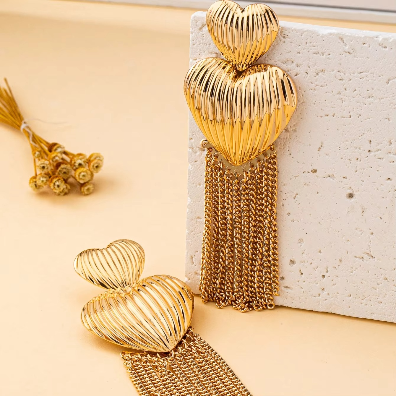 Heart Tassel Drop Earrings