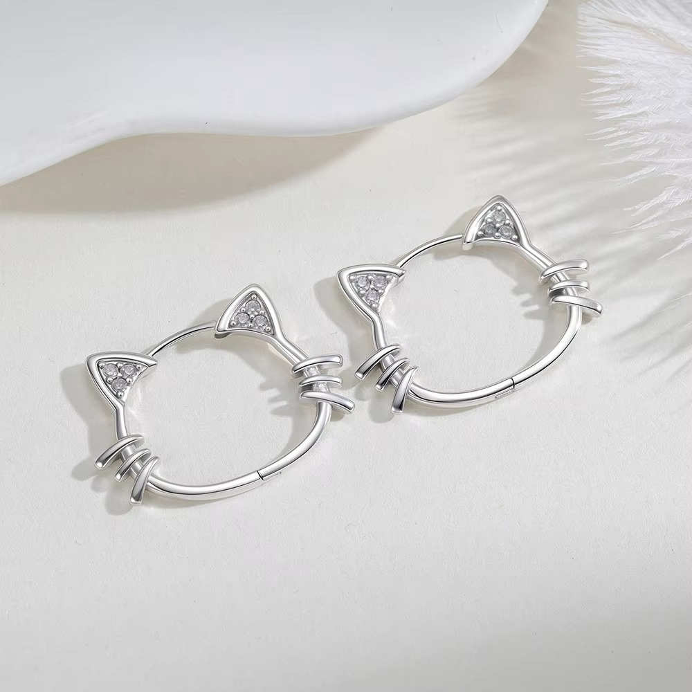 Hollow Cat Hoop Earrings