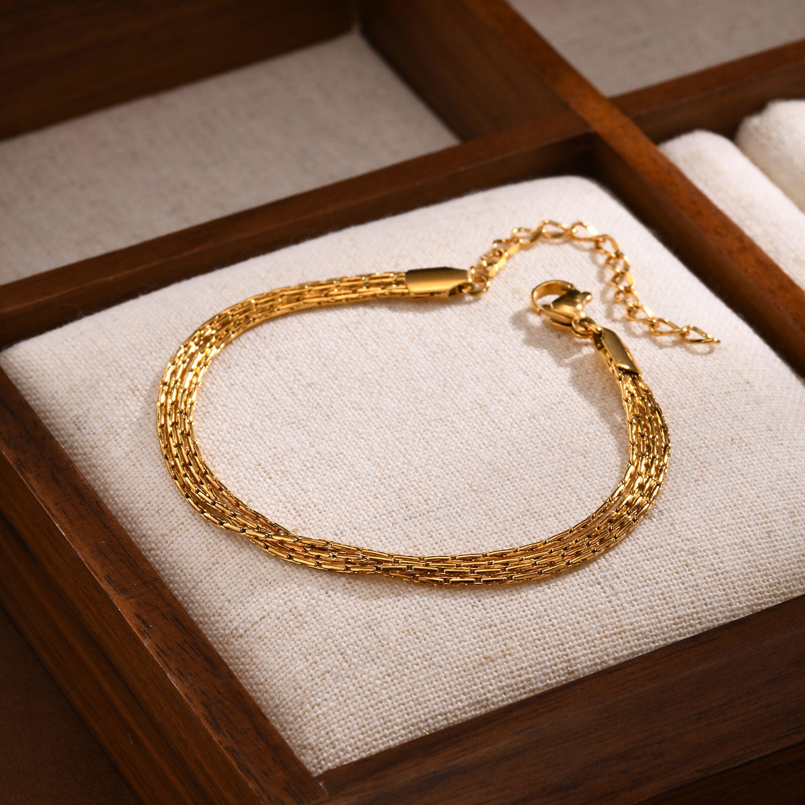 3-Layer Dainty Gold Chain Bracelet