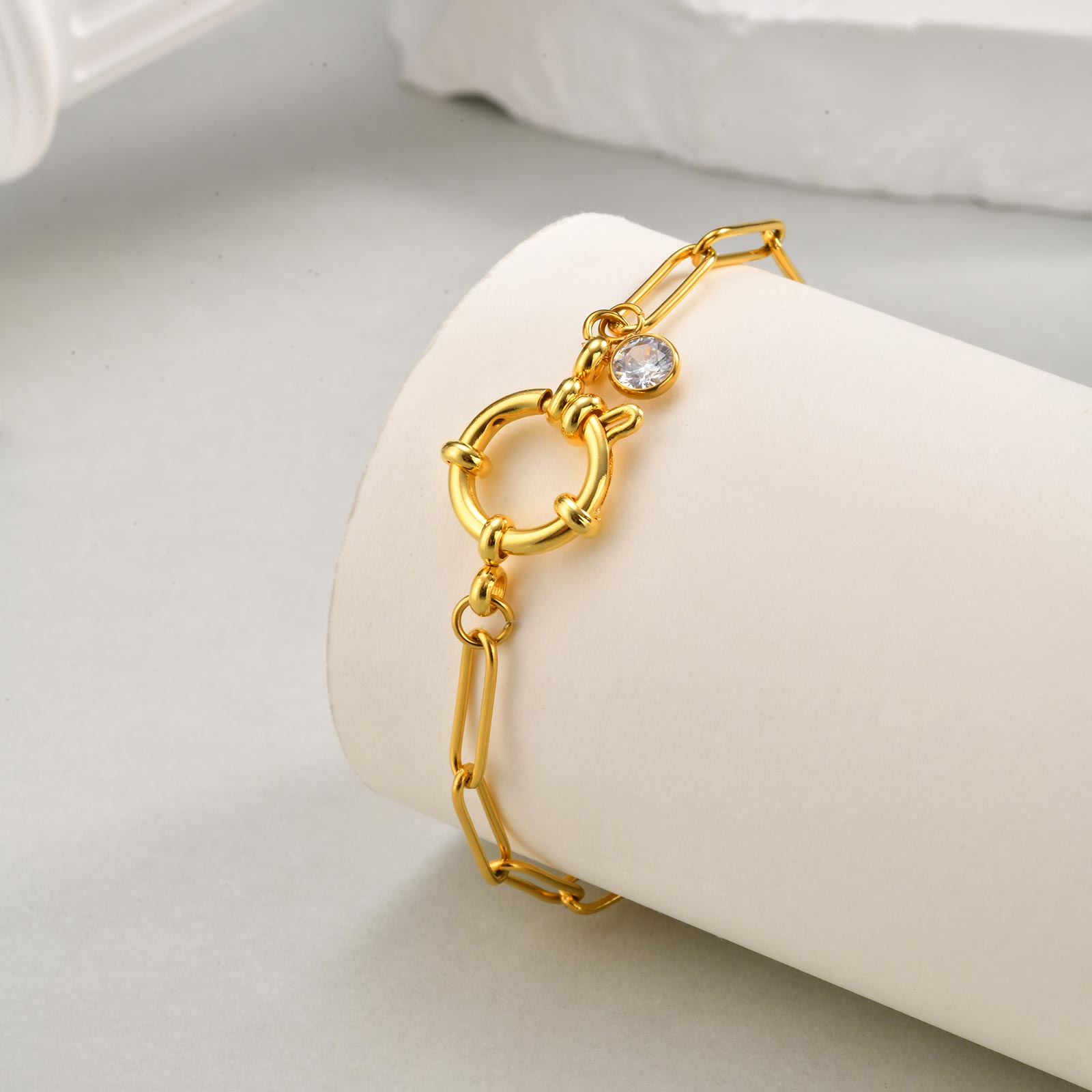 Gemstone Charm Chain Anklet