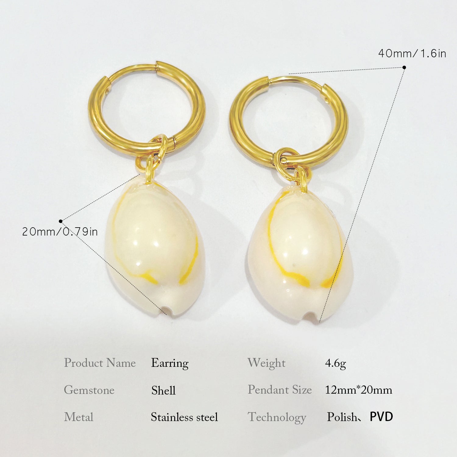 Cowrie Shell Hoop Earrings
