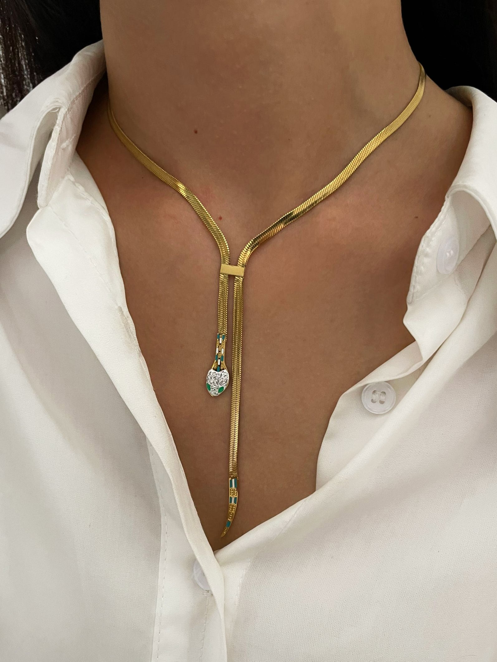 Gold Tassel Snake Chain Necklace