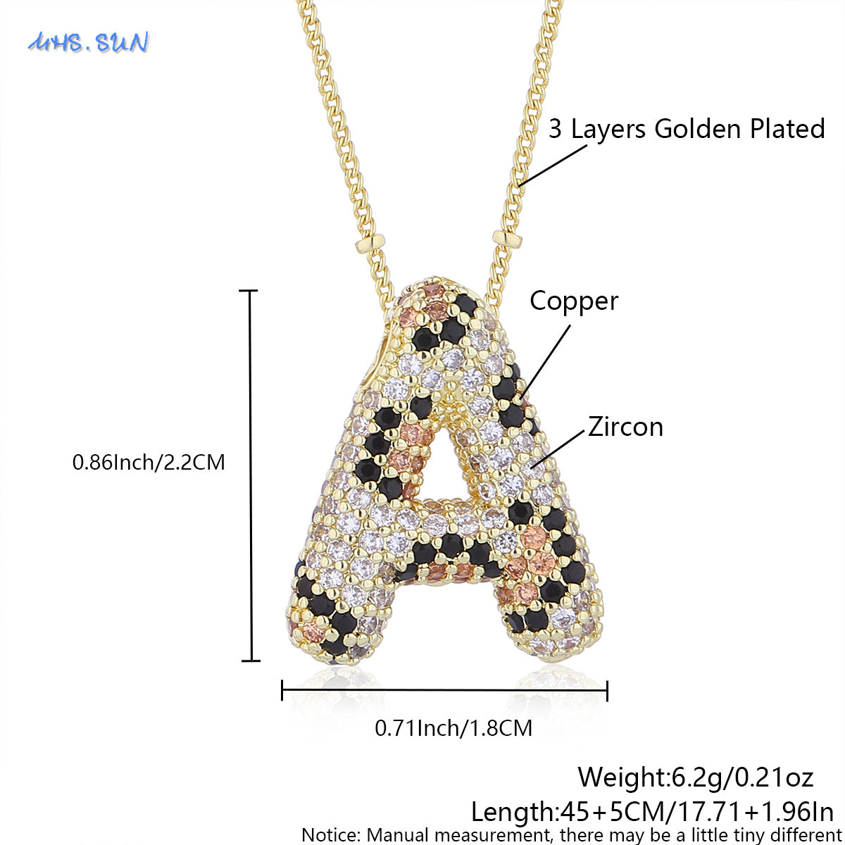 Leopard Print Bling Initial Pendant Necklace