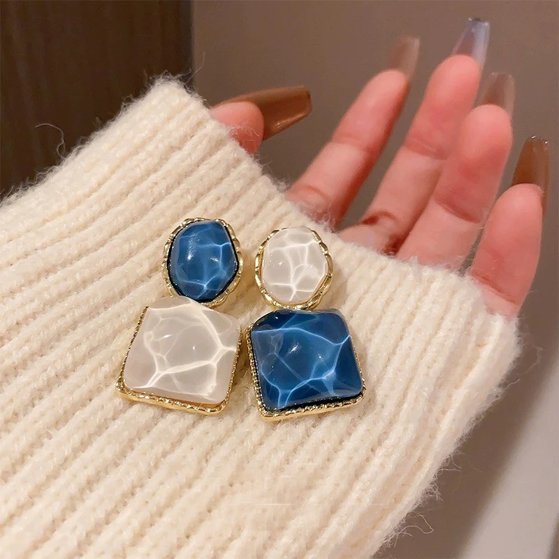 Square Oval Drop Earrings