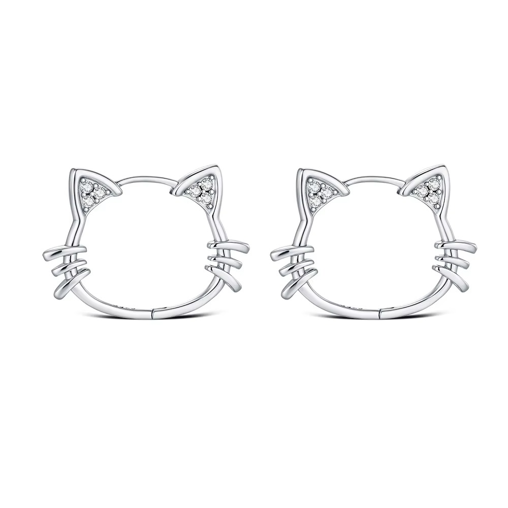 Hollow Cat Hoop Earrings