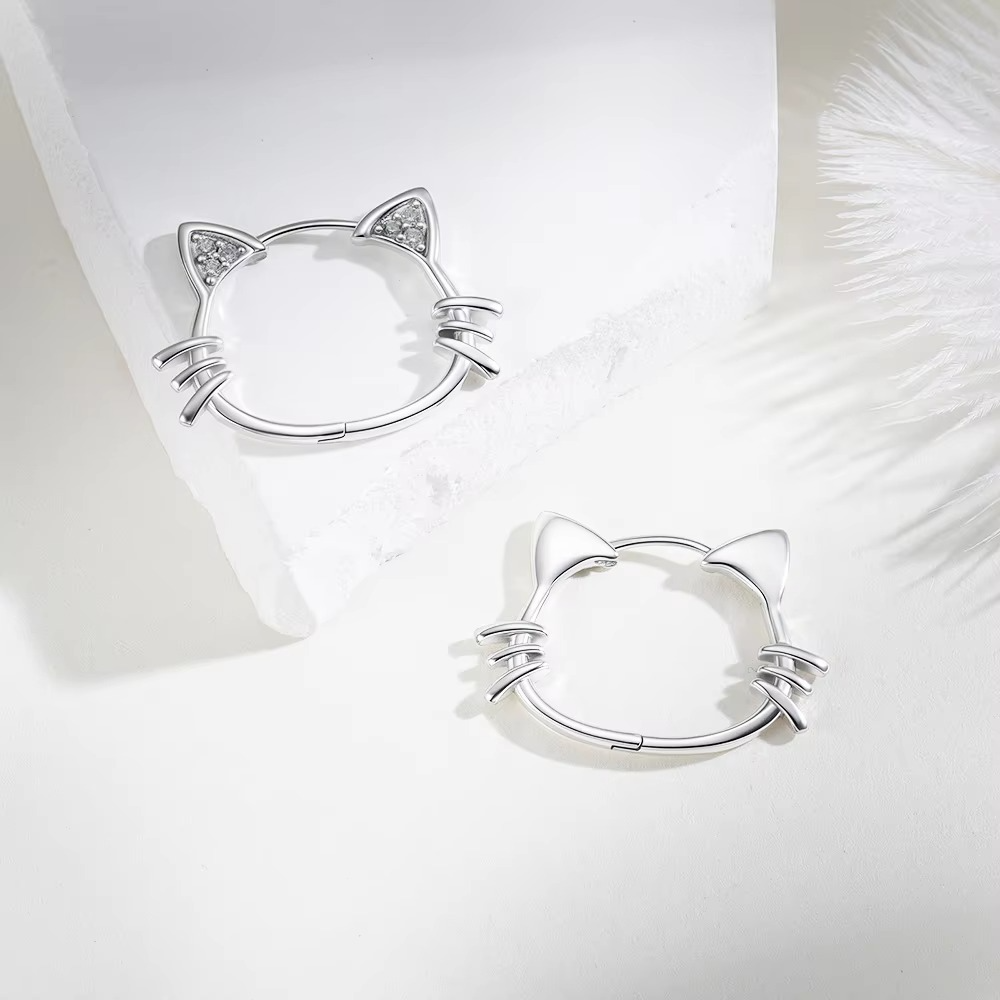 Hollow Cat Hoop Earrings