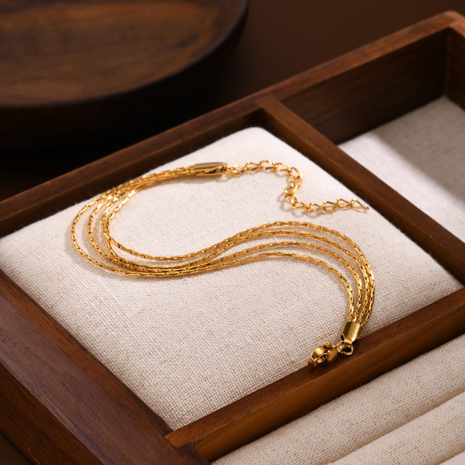 3pc Dainty Gold Chain Bracelet Set