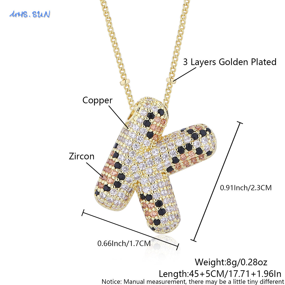 Leopard Print Bling Initial Pendant Necklace