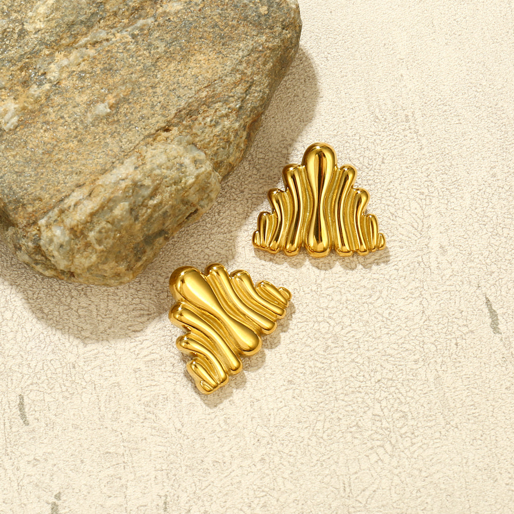 Bold Ripple Textured Stud Earrings