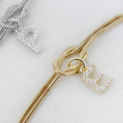 Diamond Letter Love Knot Bracelet